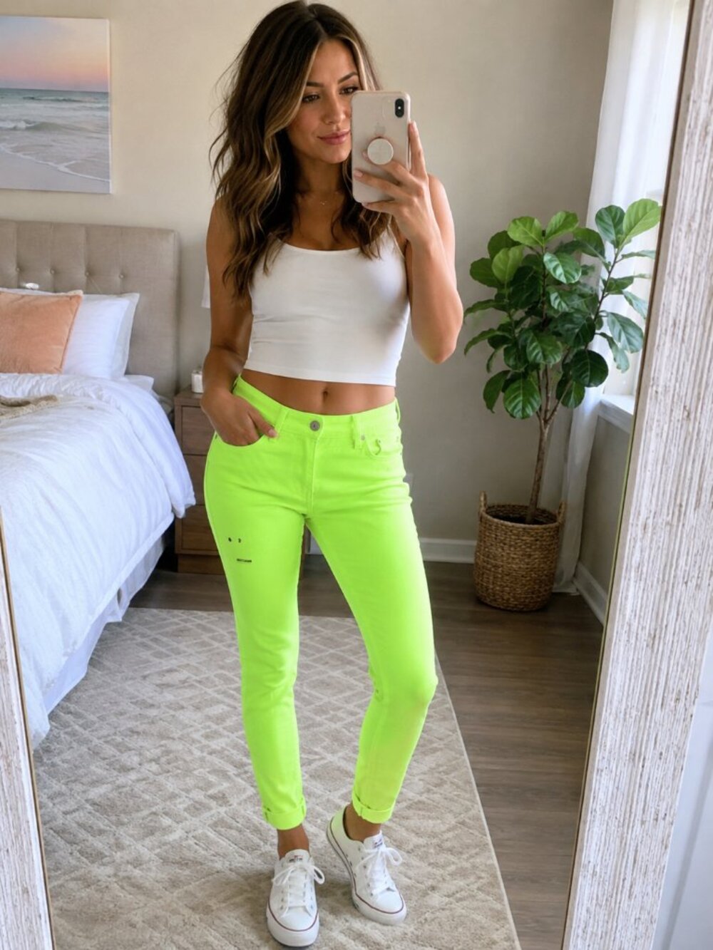 Hollister Neon Lime Green Skinny Jeans Women’s 5R W27 L29 NWT